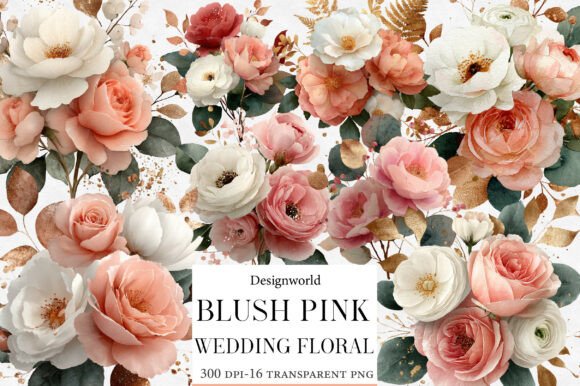 Blush Pink Wedding Floral Clipart: Softness for Every Design