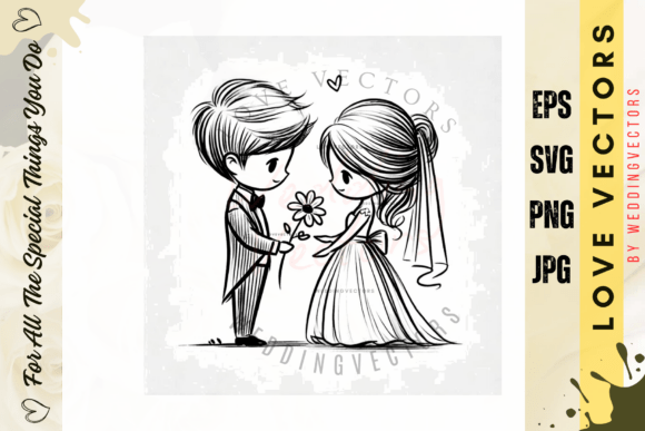 C475: Wedding Couple and Love Vectors for Timeless Design