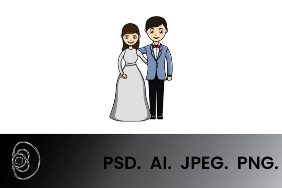 Celebrate Love with Versatile Happy Wedding Couple Cartoon Vector Art