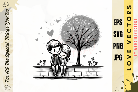 Discover the Tender Charm of Wedding Couple and Love Vectors - C486