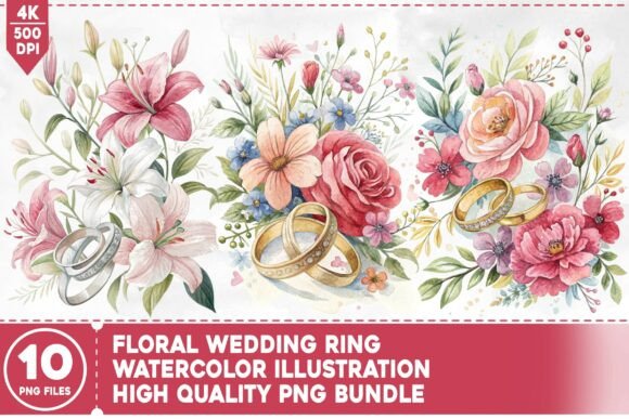 Elegant Designs with the Floral Wedding Ring PNG Bundle