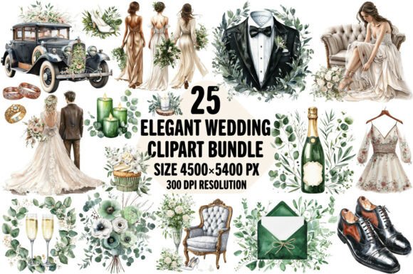 Elegant Wedding Watercolor Sublimation for Creative Projects