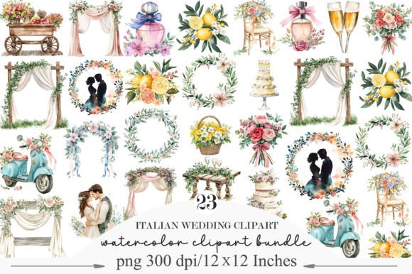 Elevate Designs with Authentic Italian Wedding Clipart