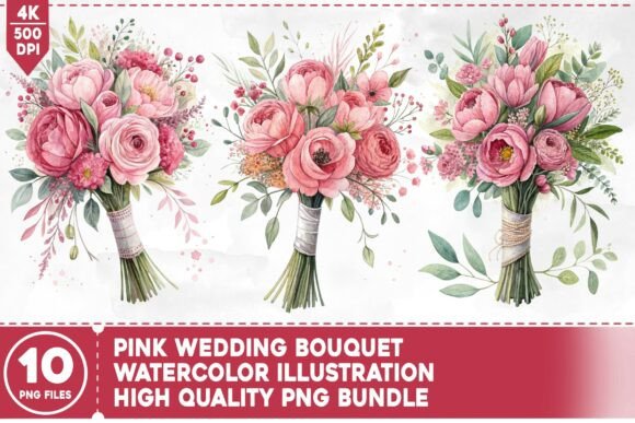 Elevate Your Projects with a Pink Wedding Bouquet PNG Bundle