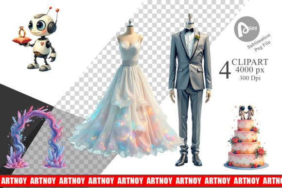 Elevate Your Wedding Designs with Cosmic Clipart