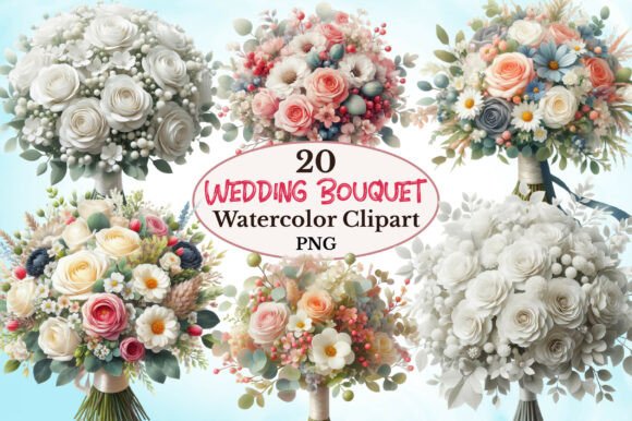 Watercolor Wedding Bouquet Sublimation C: Floral Art for Your Projects