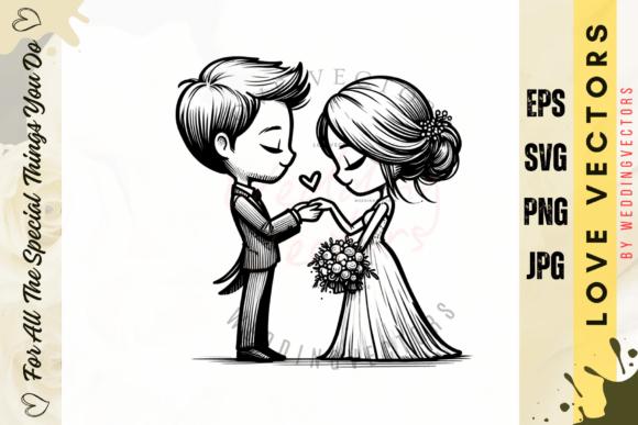 Wedding Couple and Love Vectors - C3646: Capturing Romance in Design