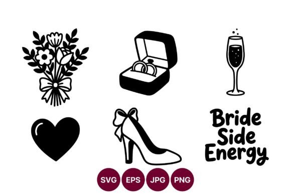 Wedding Icons: Bouquet, Ring Box, Champagne & More