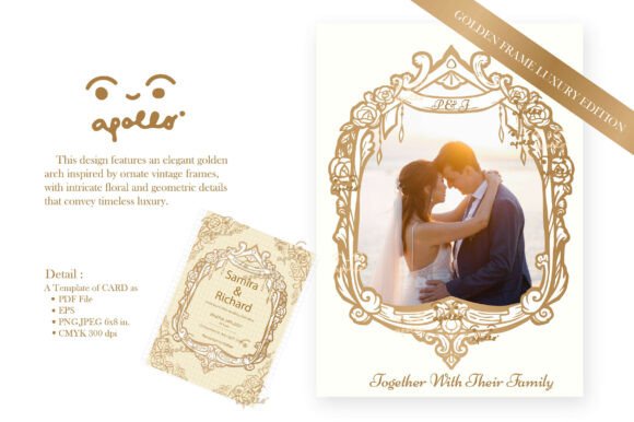 Wedding Invitation Template Gold Set03: A Timeless Frame for Your Celebration