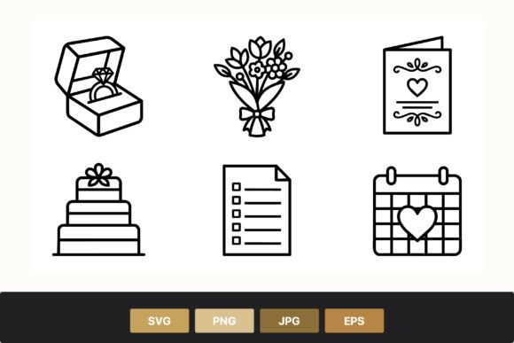 Wedding Ring Bouquet Card Icons: Your All-in-One Design Toolkit